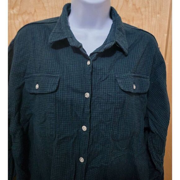 VTG L.L. Bean Womens Blue Plaid Flannel Button-Up Long-Sleeve Shirt Made in USA - Picture 2 of 9